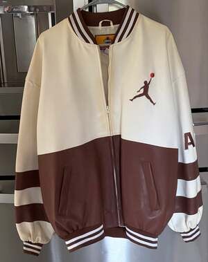 Vintage Air Jordan Faux Leather Varsity Bomber Jacket Sz XL